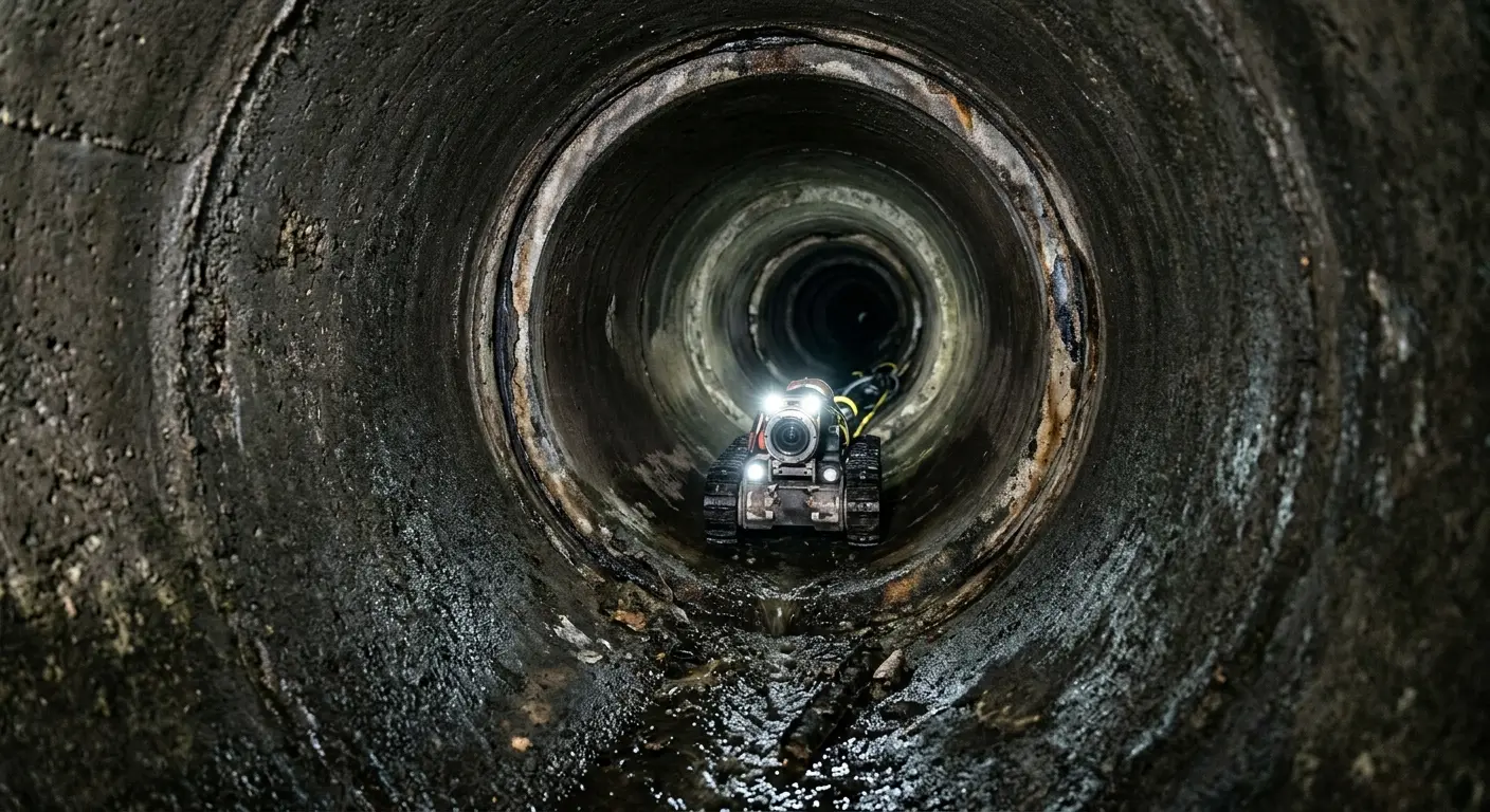 Robotic sewer camera inspecting pipe interior for Drain Snake Service in Wake Village